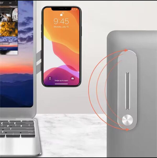 Laptop Phone Stand Metal Expansion Screen Side Mount Magnetic Folding Phone Holder For Xiaomi IPhone Pc Pointer Support / Bracket - Image 4